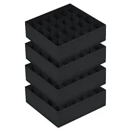 Produktbild: Homsorout 4 Stück Aufbewahrungsboxen 24 Zellen Schublade Organizer Faltbare kleiderschrank Schrank Organizer zum Aufbewahren von Unterwäsche, Socken, Krawatten, Gürtel. (Schwarz)