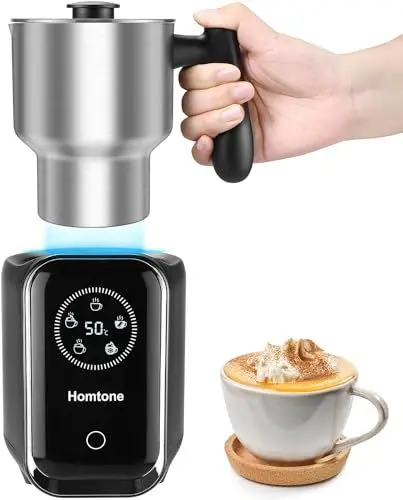 Produktbild: Homtone Automatischer Milchaufschäumer 5-in-1, Induktions Milchaufschäumer Elektrischer mit 600ml Edelstahlbehälter für Heißen & Kalten Schaum, Schokolade, Kein Anbrennen, Spülmaschinengeeignet