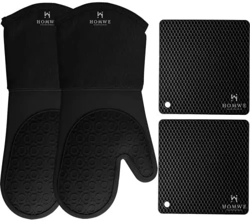 Produktbild: HOMWE silikon-topflappen und potholders Heavy Duty kochhandschuhe, arbeitsplatte sicher Trivet mats topflappen & topflappen schwarz