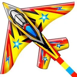 Produktbild: HONBO Drachen Kinder Flugzeug Jet Kite für Erwachsene, Perfekte Drachen für Kinder ab4-8, Leicht zu fliegen Riesendrachen für Strand und Outdoor Aktivitäten, Drachengriff und Schnur inklusive,(Yellow)