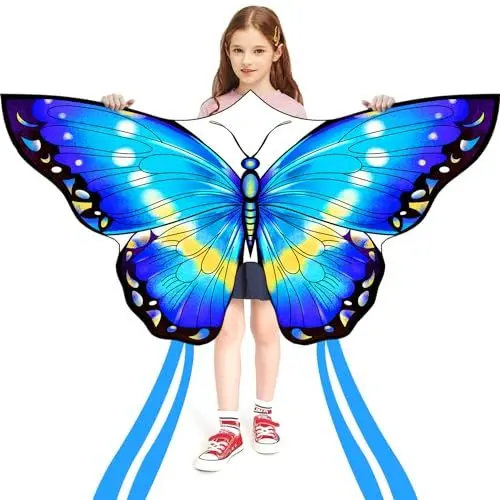 Produktbild: HONBO Schmetterling Drachen Butterfly Kites, flugdrachen für Kinder und Erwachsene,Einfach zu fliegen Riesige Drachen für Kinder (Blue)