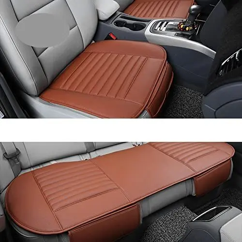 Produktbild: HONCENMAX Auto Sitzauflage Sitzkissen Universal Sitzauflagen Autositzbezüge - BambusKohle PU Leder - (Ohne Rückenlehne) 2+1 Vorder und Rücksitzbezüge