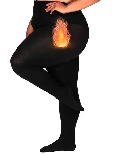 Produktbild: HONENNA Queen Strumpfhosen mit Fleecefutter in Übergröße, Über 6 Farben, Warme Thermo-Winterstrumpfhosen für Damen, 1 Paar Schwarz 3X-4X