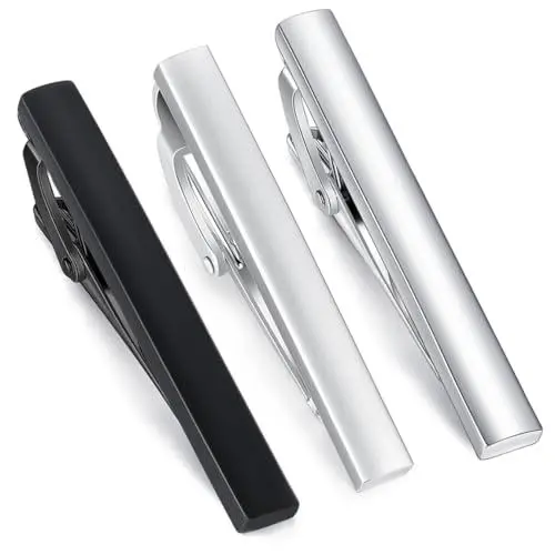 Produktbild: HONEY BEAR 3 Stück 4cm Herren Kinder Krawattennadel Set Krawattenklammer für schmale Krawatten Edelstahl Tie Clip (3 Stück für schmale Krawatten mit Box)