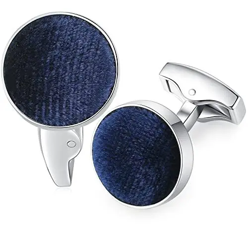 Produktbild: HONEY BEAR Herren Hochzeit Baumwolle Stoff Samt Manschettenknöpfe Cufflinks Manschettenknopf,Runden