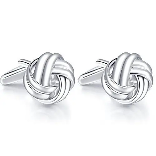 Produktbild: HONEY BEAR Herren Manschettenknöpfe Hochzeit Lieben Knoten Cufflinks (Shinny Silber)