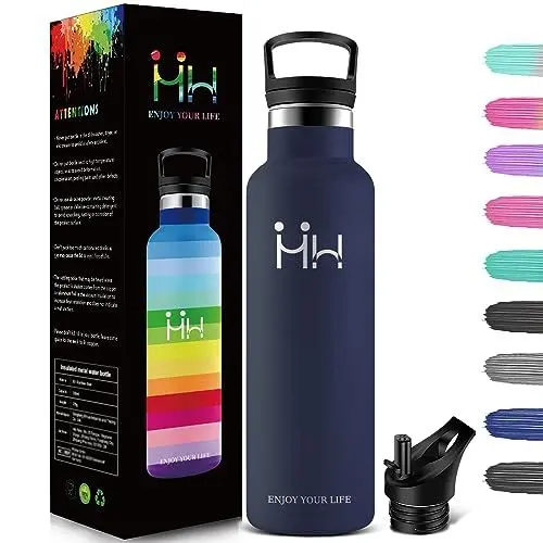 Produktbild: HoneyHolly Thermosflasche, 500ML BPA-Frei, Trinkflasche Edelstahl, Auslaufsichere Isolierflasche Doppelwandig, Edelstahl Trinkflasche, Thermoskanne, mit Strohhalm, Trinkflasche Kohlensäure Geeignet