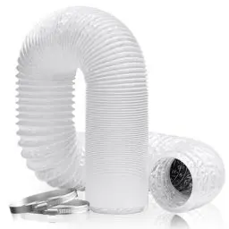 Produktbild: Hon&Guan ø150mm Abluftrohr, 2,5m PVC Alurohr Flex-Schlauch mit 2 Schlauchschelle für Mobile Klimaanlage, Trockner, Abluftventilator, Abzugshaube, Belüftungssystem, Weiß