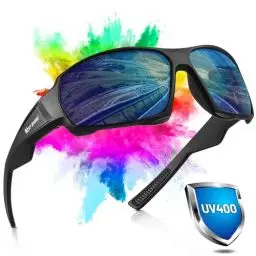 Produktbild: HONGYEA Fahrradbrille Sport Sonnenbrille für Herren UV400-Schutz Polarisierte Sportbrille TR90-Rahmen Winddichte für Outdoor-SportartenLaufen Angeln Radfahren Autofahren Klettern ski (Blue)（1）