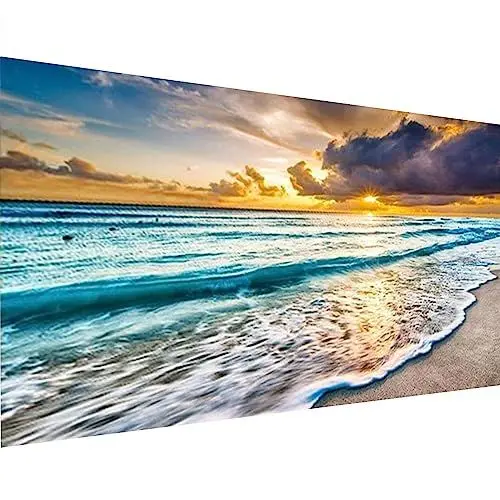 Produktbild: Hongyrjy Diamantmalerei Strandmotiv, Set für Erwachsene, Großformat, 5D-Diamantmalerai als Geschenk für Heim- und Wanddeko, 40,6 x 71 cm