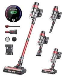 Produktbild: HONITURE Akku Staubsauger S13 Pro 38000Pa/450W Staubsauger Kabellos, Akkusauger 55 Min Laufzeit mit Touchscreen/1.5L Cup,Anti-Tangle-Bürste Stielstaubsauger für Teppich/Hartböden/Tierhaare