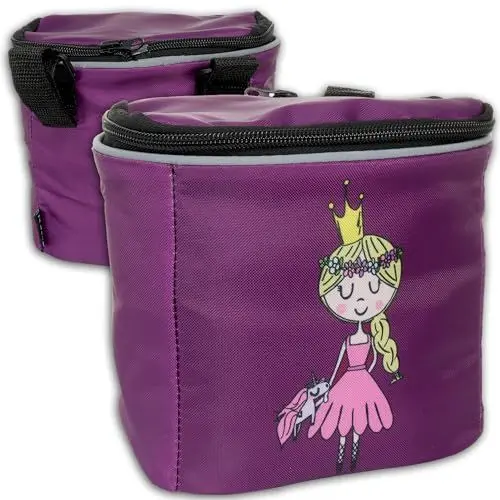 Produktbild: honju Bike Lenker-Tasche Kinder-Fahrrad (Abnehmbarer Deckel, Fahrrad-Tasche für den Lenker mit Reflektoren, Sicherer Halt Dank Klettverschluss, Inkl. Innentasche) Paula Prinzessin