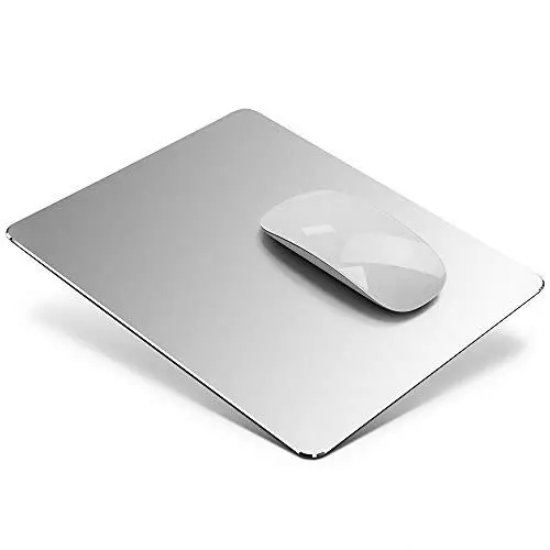 Produktbild: HONKID Aluminium Metall Mauspad Gaming Mouse Pad Aluminium-Mausunterlage, Mauspad mit Glatter Präzisionsoberfläche und Rutschfester Gummibasis für Laser-/optische Maus,Silber (24x20x0,3cm)