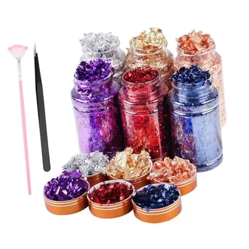 Produktbild: HONMEET Nagelkunst-folienaufkleber 6 Bunte Glitzer-nagel-pailletten-wraps Einfache Dekorative Maniküre-nagel-malzubehör