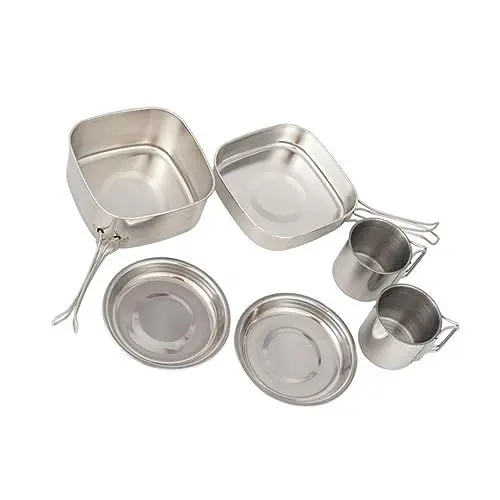 Produktbild: HONMEET Backpacking Koch-teiliges Camping Kochgeschirr Set Topf Pfanne Teller Tassen