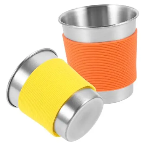 Produktbild: HONMEET 2er Satz Edelstahl-wasserbecher Camping-milchbecher Tischbecher Für Kaffee Tee Milch Wasser Saft Und Andere Getränke Vielseitig Für Zuhause Büro Und Reisen