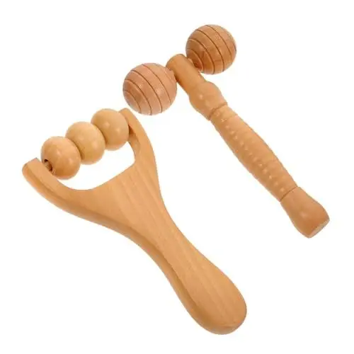 Produktbild: HONMEET 2pcs Roll Fuß Werkzeug Holz Massage Roller Für Schulter Hals Zurück Gesicht Tragbare Entspannen