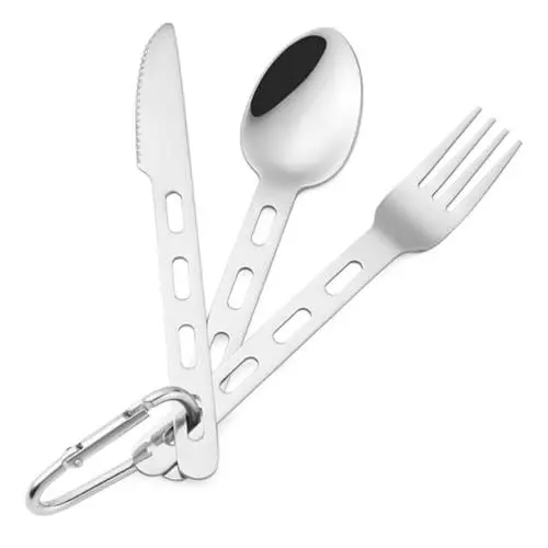 Produktbild: HONMEET Campingbesteck 3 Sätze Mit Karabiner-set Löffel Cutter Western-restaurant-geschirr-set Für Outdoor-essen