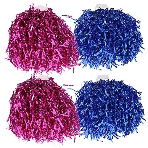 Produktbild: HONMEET 4 Stück Blumen-Cheerleader-Strauß Cheerleader kostüm cheerleaderkostüm Playsuit Pom Poms für Sportveranstaltungen Pom Poms Cheerleading Kleidung Bommel Lieferungen Ball Metallfolie