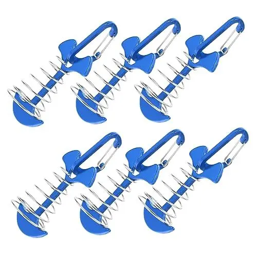 Produktbild: HONMEET 6 Sätze Fischgrätenform-bodennägel Windseil-heringschnalle Fischgräten-zeltbefestigungsschnalle Campingbedarf Aluminiumlegierung