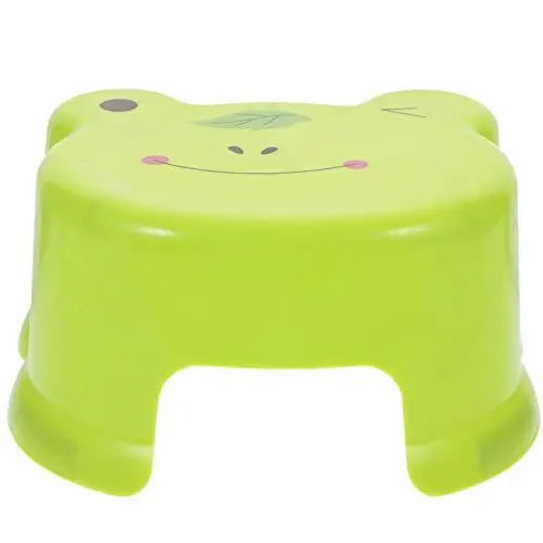 Produktbild: HONMEET Kunststoff Tritthocker Für Junge Mädchen Rutschfester Cartoon Hocker Für Badezimmer Schlafzimmer Und Küche Leicht Stapelbar Und Sicher Grünes Design