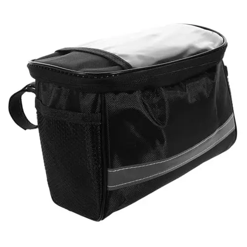 Produktbild: HONMEET Fahrradlenkertasche Abnehmbare Lenkertasche Faltbare Oberrohrtasche Lenker-Aufbewahrungstasche Fahrradtasche Lenker Rennrad-lenkertasche Fahrradzubehör Mit Mehreren Fächern