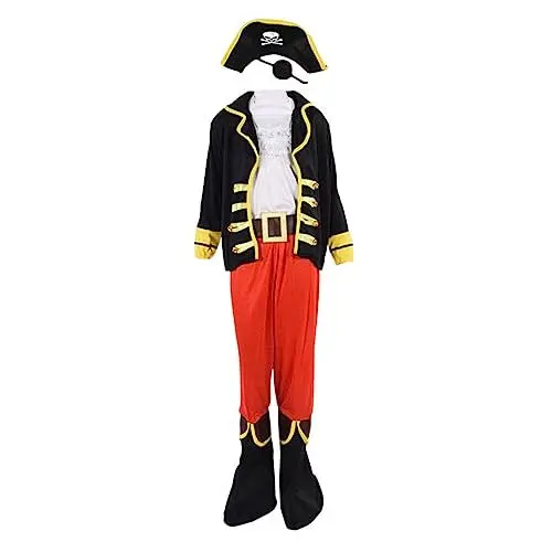 Produktbild: HONMEET 1 Satz Kinder Piratenkostüm Piratenhut Halloween-maskenballkostüm Polyestermaterial Partykleidung Cosplay-kostüm