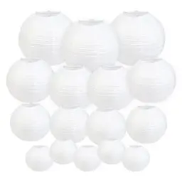 Produktbild: HONMOK 16 Stück Papierlaternen Weiß Papier Laterne Hängende Papierlaternen Lampions Runde Lampenschirm Party Dekoration für Hochzeit Party Taufe Geburtstag Dekoration