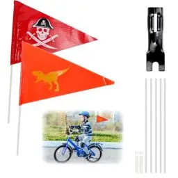 Produktbild: HONMOK 2pcs Fahrradwimpel Kinder Pirat Fahrradfahne Sicherheitswimpel Reflektierende Fahrradflagge Kinderfahrradfahne Verstellbare Fahrrad Fahne Wimpel für Kinderfahrrad Zubehör
