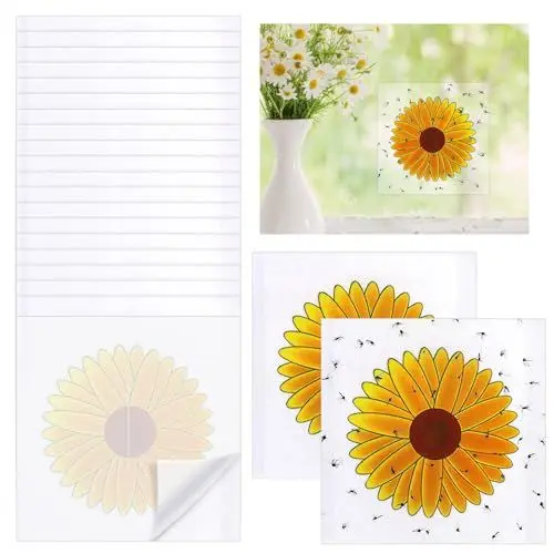 Produktbild: HONMOK 50pcs Fliegenfalle Innenbereich Sonnenblume, Fenster-Fliegenstreifen, Fliegenköder Aufkleber, Fruchtfliegenfalle Klebefalle, Insektenfalle Drinnen für Mücken Motten Insekten Mehrweg
