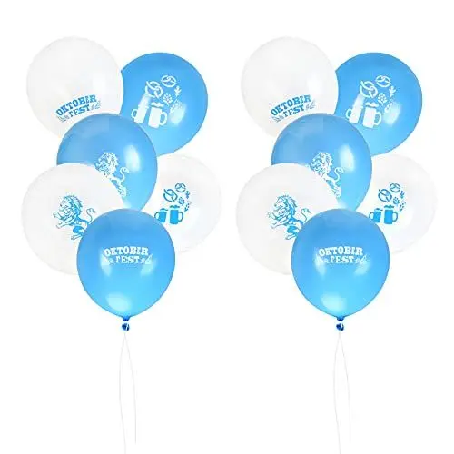 Produktbild: HONMOK 60 Stück Oktoberfests Party Luftballons Bayrische Luftballons Blau Weiße Ballons Oktoberfest-Deko Bavaria Latexballons Heliumballon für Bayrisch Wiesn Oktoberfests Party Dekoration