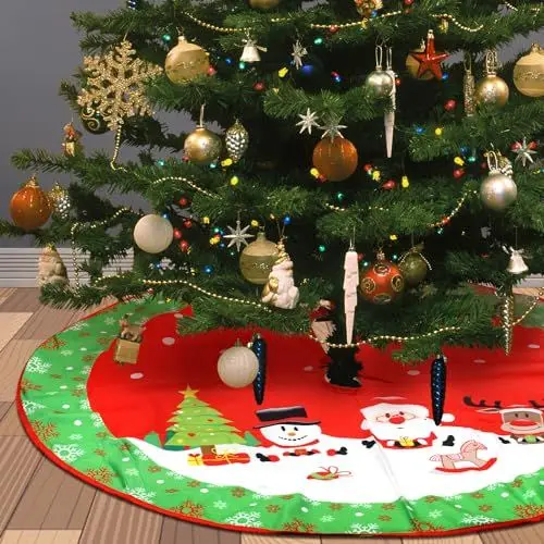 Produktbild: HONMOK Weihnachtsbaum Rock Runde Weihnachtsbaumdecke Rot Grün Christbaumdecke 90cm Plüsch Tannenbaum Rock Weihnachtsbaum Decke Christbaumständer Teppich für Weihnachtsdeko Neujahr Party Dekoration