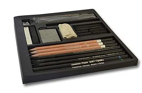 Produktbild: Jaxell Zeichenkohle Set, 24 teilig, ideale Grundausstattung für Künstler, Kunststudenten und Anfänger