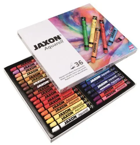 Produktbild: Honsell 49436 - Jaxon Aquarell Wachspastellkreide, wasservermalbar, 36er Set im Kartonetui, hohe Farbbrillanz, satter Farbaufstrich, für Künstler, Hobbymaler, Kunstunterricht