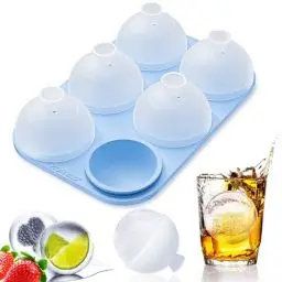Produktbild: HONYAO Eiswürfelform Kugel Silikon mit Deckel, Runde Eiskugelform BPA Frei, Faltbar Auslaufsicher 5cm Eiswürfelform Groß