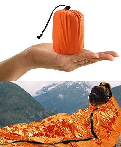 Produktbild: HONYAO Notfalldecke Schlafsack, Survival Biwaksack Erste Hilfe Rettungsdecken Wasserdicht Notfallzelt Ultraleicht Hitzeabweisend Kälteschutz mit Signalpfeifen, für Outdoor Camping Wandern