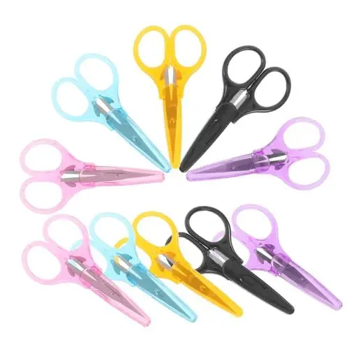 Produktbild: HOODANCOS Multifunktions-papierschere 10 Stück Schere Mit Runder Spitze Für Scrapbooking Büro Basteln Haarschnitt Sicher Tragbar Edelstahl