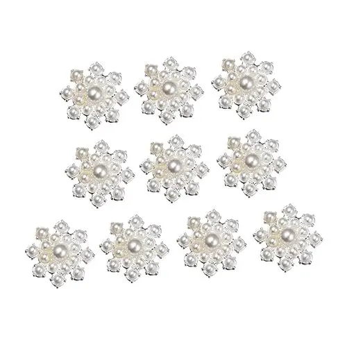 Produktbild: HOODANCOS 10stücke Perlen-blumenapplikationen Diy Dekoration Für Kleidung Schuhe Schals Handwerkskunst Silber Für Hochzeitsdeko Und Bastelprojekte