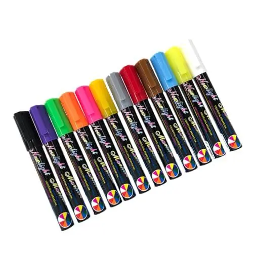 Produktbild: HOODANCOS 12pcs Board Marker Löschbaren Fluoreszenz Tafel Stifte Radiergummi Glattes Schreiben Büro Schule Schreibwaren