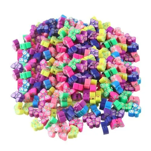 Produktbild: HOODANCOS Schmetterlingsperlen Aus Polymer-ton 11 Mm Gemischte Farben Schmetterlingsanhänger für Schmuck 100 Stück/beutel