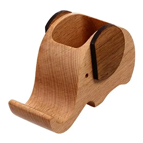 Produktbild: HOODANCOS Eleganter Stiftebehälter Aus Holz mit Elefantenmotiv Bleistifthalterfunktion Telefon- und Tablet-halterung