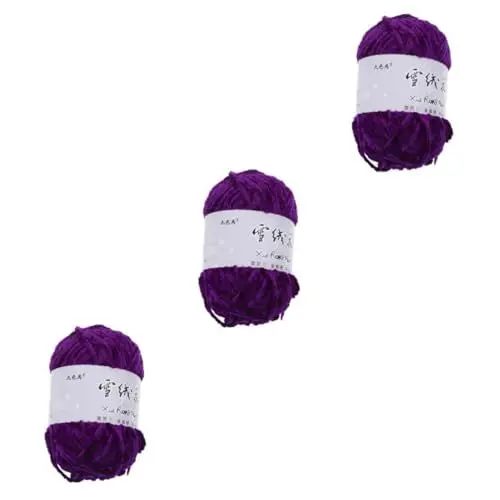 Produktbild: HOODANCOS 3 Rollen Häkelgarn Aus Goldenem Samt Praktisches Wollgarn Garn Masse Garn Zum Weben Strickgarn Garn Zum Stricken Wollgarn Stricken Häkelgarn Für Den Haushalt Violet Wolle