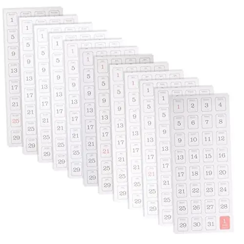 Produktbild: HOODANCOS 3 Sets Kalender-tabs Farbnummern-Aufkleber Abnehmbare Tagesetiketten Abzieh-tabs Notizbuch-Planer-Aufkleber Selbstklebende Kalender-Aufkleber