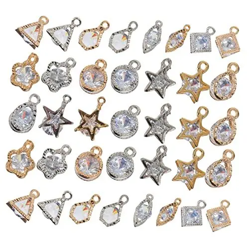 Produktbild: HOODANCOS 40St Kristall-Zirkon-Anhänger Anhänger zur Herstellung von Strassschmuck Rosenkranz Armbänder Sterndekor gems jewel elegante Armbandanhänger Schmuckzubehör selber machen Legierung