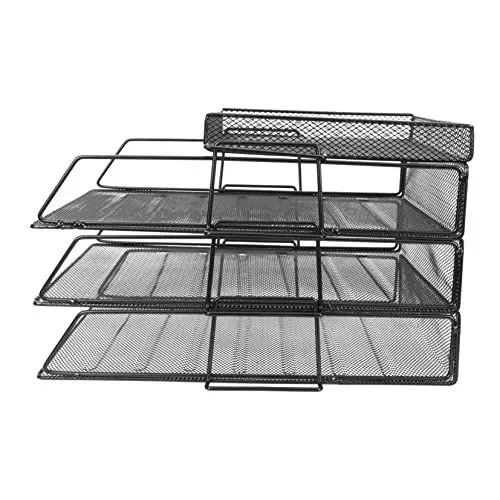 Produktbild: HOODANCOS Schreibtischregal Aus Metall Schreibtisch-organisationsregal Stapelbare Aktenablage Elegantes Design Ideal Für Studium Und Arbeit