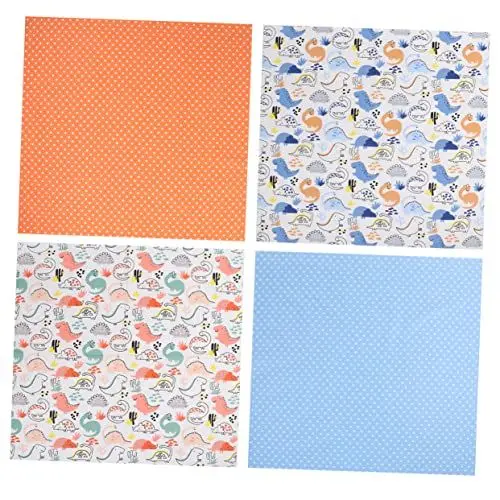 Produktbild: HOODANCOS Handgefertigtes Patchwork-stoffset 4-teilig 50 X 50 cm Dinosaurier-Muster Baumwoll-quiltstoff Quilt-Set
