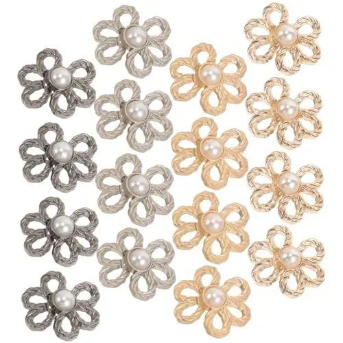 Produktbild: HOODANCOS Jeansknopf 8 Paar Metall Blumenform Hosendekor Knopf Wiederverwendbar Ohne Hosenbund Jeansspanner