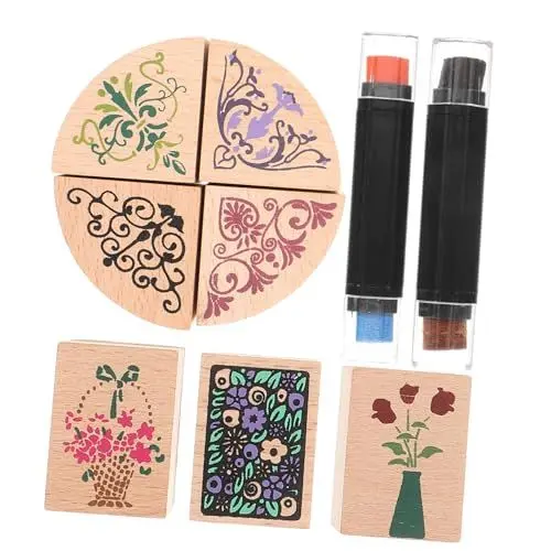 Produktbild: HOODANCOS Stempel-scrapbooking-set 8-teilig Blumenstempel Im Retro-stil für Die Kartengestaltung Scrapbook und Kinderaktivität