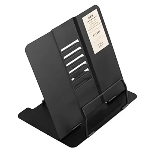 Produktbild: HOODANCOS Buchleseklammer Lesepult Papierhalter lesen bibliothek buchstützen Bücherregale für Kinder Buchstützen für Kinder notenständern bookend Leseregal Bücherregal aus Metall Black