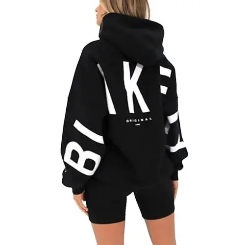 Produktbild: Hoodie Damen, Hoodie Damen Oversize Backprint Pullover Blakely Aufdruck Casual Winter Sweatshirt mit Kapuze Langarm Kapuzenpullover Hoodies für Damen Langarmshirt Pulli Sweatshirts,Black,L